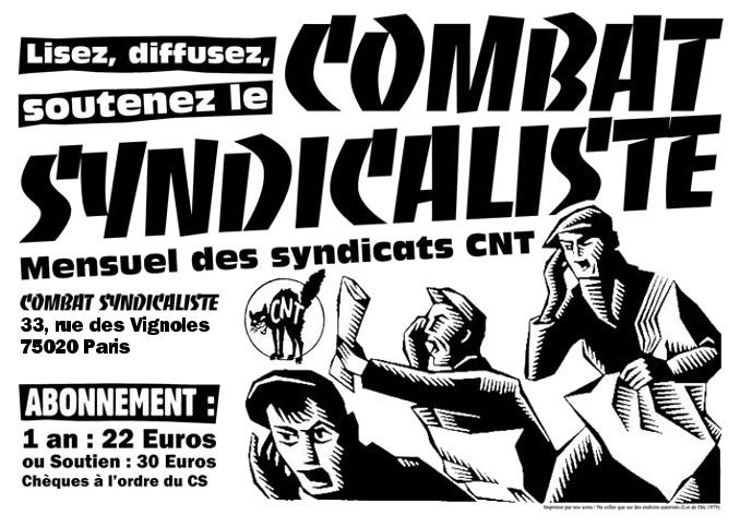 Le Combat syndicaliste (le mensuel des syndicats CNT) : lisez, diffusez, soutenez !
