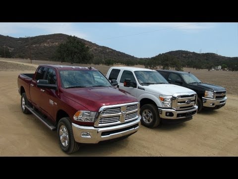 2014 Ram 2500 HD vs Ford F-250 vs Chevy Silverado 2500 0-60 MPH Mashup Review