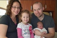 Melissa and Chad Croff family with their two Leap Day children.