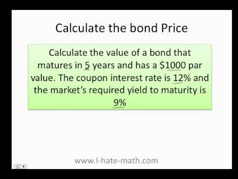 How to calculate the bond price and yield to maturity