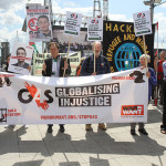 More than 50 people joined a demonstration outside the G4S shareholders meeting at which the company announced plans to end its role in Israel's prison system, but only by 2017