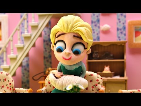 Elsa's New Baby is HUGE * Masha and the Bear Play Doh Movie Clips * Disney Frozen Stop-Motion