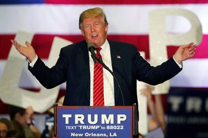 Republican presidential candidate Donald Trump speaks at a campaign rally in New Orleans, Friday, March 4, 2016.