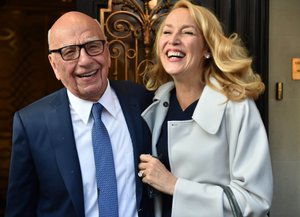 Rupert Murdoch and Jerry Hall leave Scotts Restaurant Mayfair after their wedding lunch. Murdoch and Jerry Hall were married today at Spencer House, London and there will be a celebration at St. Bride's Church, Fleet Street, London tomorrow, 5th March, 2016.