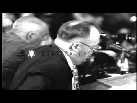 Alger Hiss testifies before the House Committee on Un- American Activities in Was...HD Stock Footage