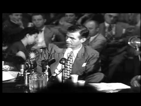 Alger Hiss testifies before the House Committee on Un- American Activities in Was...HD Stock Footage