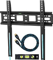 Cheetah Mounts APFMSB Soporte de Pared Fijo y Ultra Delgado para Televisores y Pantallas LED, LCD y Plasma TV de 20-55" (51-140 CM) Max Vesa 400x400 Máximo 52 KG (Distancia de la Pared: 2.5 CM), con un Twisted Veins (3 M) Resistente Cable HDMI con Ethernet y un Nivel Magnético con 3 Burbujas de 15 CM