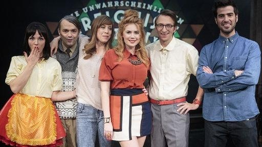 v.l.n.r. Kathrin Osterode, Alexander Wipprecht, Laura Schwickerath, Palina Rojinski, Hendrik von Bültzingslöwen und Samy Challah. | Bildquelle: WDR