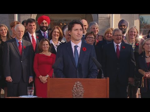 Justin Trudeau speaks following swearing-in at Rideau Hall