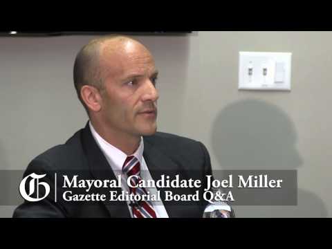 Colorado Springs mayoral candidate Joel Miller meets with the Gazette Editorial Board