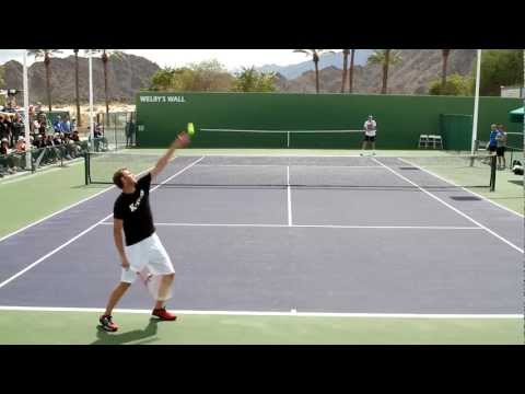 John Isner and Mardy Fish Practice 2013 BNP Paribas Open Indian Wells