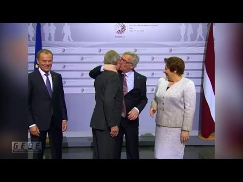 Jean Claude Juncker, President of the European Commission drunk and bitch slaps leaders