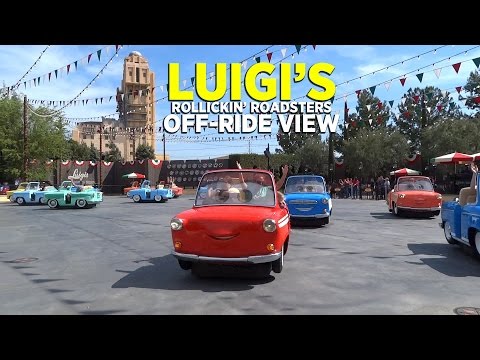 Luigi's Rollickin' Roadsters off-ride view in Cars Land at Disney California Adventure