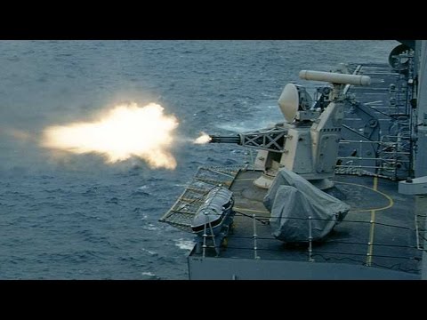 SUPER DEADLY  US Navy Phalanx CIWS Gatling Gun live fire exercise