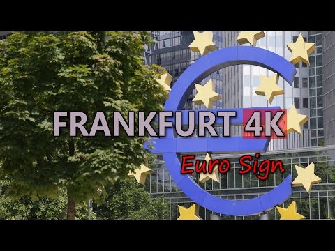 Ultra HD 4K Frankfurt Travel Euro Sign Symbol European Central Bank Germany UHD Video Stock Footage