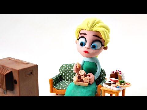 Does Elsa Eat Too Much? Play-Doh Disney Frozen Movie Clips Best Stop-Motion videos