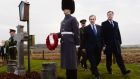 Enda Kenny and David Cameron visiting the grave of Irish MP Willie Redmond in Heuvelland in Belgium in 2013. Photograph: Stefan Rousseau/PA 