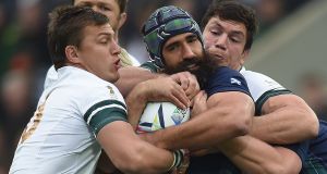 Josh Strauss replaces Ryan Wilson at number eight in the Scotland team. Photograph: Getty Images