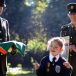 Mary Hannon (10) wears her great-grandfather’s Old IRA service medal, with Lieut Stephen Cunningham and Sgt Amy Hopkins. Photograph: Eric Luke/The Irish Times