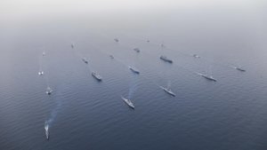 Ships assigned to the Bonhomme Richard and Boxer Expeditionary Strike Groups (BHRESG/BOXESG) along with the Republic of Korea Flotilla 5 transit in a formation during a photo exercise commencing exercise Ssang Yong in the Pacific Ocean March 8, 2016. Sailors and Marines of ROK Navy, Marine Corps, Expeditionary Strike Group (ESG) 7, Commander, Task Force (CTF) 76 and 3rd Marine Expeditionary Brigade (3D MEB), along with 7th ROK Marine Corps Regimental Landing Team 7 (ROKMC RLT-7), Australian Army and Royal New Zealand Army forces are participating in Ssang Yong 2016, the largest combined amphibious exercise of its kind to date, designed to strengthen interoperability and working relationships across a wide range of military operations from disaster relief to complex expeditionary operations.