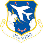 Logo of the 113th Wing of the DC Air National Guard.