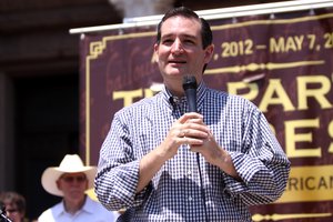 Ted Cruz speaking to Tea Party Express supporters at a rally in Austin, Texas. USA