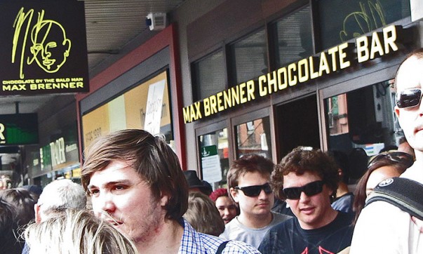A 2011 protest outside chocolate shop Max Brenners. (IMAGE: Newtown grafitti, Flickr)