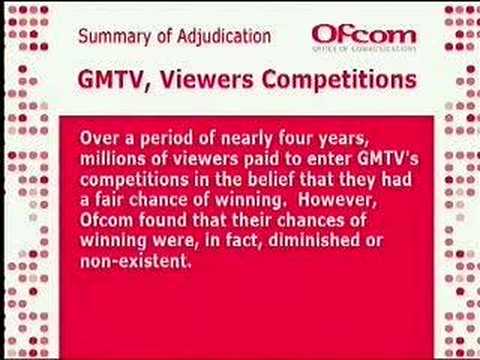 GMTV Ofcom Ruling (Broadcast on GMTV 08:08am 10/10/07)