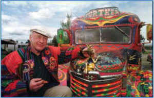 Ken Kesey in 1997, with his bus "further"