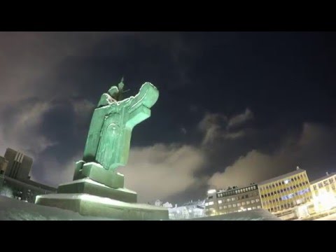 Árnarhóll & Ingólfur Arnarson Statue, GoPro, Night lapse (test)