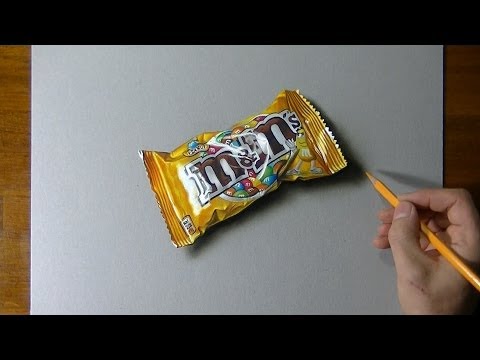 Drawing time lapse: a bag of M&M's - hyperrealistic art