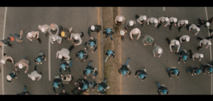 Riot police get ready to charge the marchers.