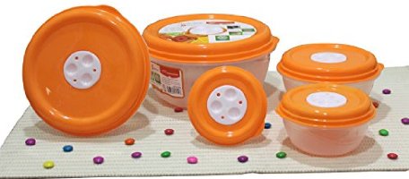 Princeware Fresh Ven Bowl Package Container Set, 5-Pieces, Orange