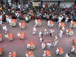 Dhol Tasha music sound during Lord Ganesha's immersion procession at Pune-India.