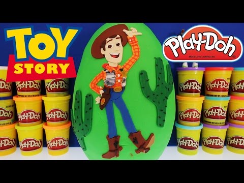 GIANT WOODY Surprise Egg Play Doh - Disney Pixar Toy Story Toys TMNT Shopkins Minecraft