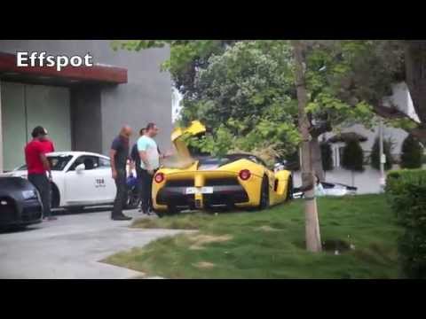 LaFerrari BREAKS DOWN doing Burnouts and Nearly Crashes in Beverly Hills with Porsche GT3!