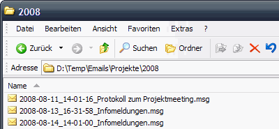 Outlook-Emails ablegen