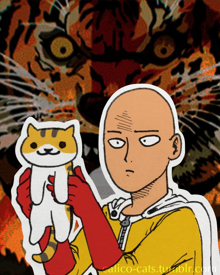 calico-cats:

THREAT LEVEL: TIGER - a large number of human lives are at risk of being killed by cuteness, please send helpSo if a cat could scratch Saitama, then that means they’re a huge threat, right?
