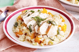 Chicken, pumpkin and sage risotto