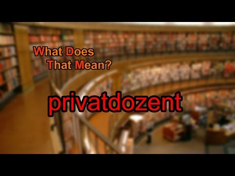 What does privatdozent mean?