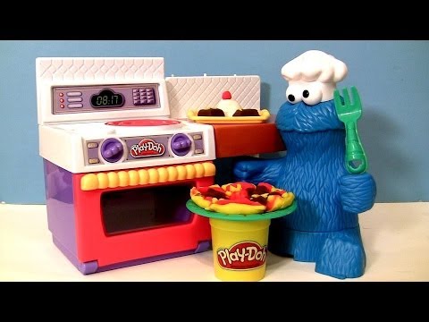 PLAY DOH Chef Cookie Monster Eats Letter Lunch Pizza From Play-Doh Meal Making Kitchen Baking Toy