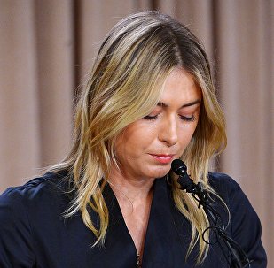 Mar 7, 2016; Los Angeles, CA, USA; Maria Sharapova speaks to the media announcing a failed drug test after the Australian Open during a press conference today at The LA Hotel Downtown