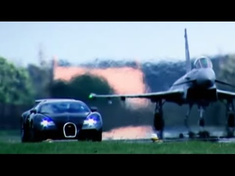 Bugatti Veyron Vs Euro Fighter Typhoon: Drag Race (HQ) - Top Gear - BBC