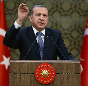 Turkey's President, Recep Tayyip Erdogan, addresses local administrators at his palace in Ankara, Turkey, Wednesday, Feb. 24, 2016
