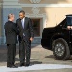 Earlier in the crisis over Syria, President Vladimir Putin of Russia welcomed President Barack Obama to the G20 Summit at Konstantinovsky Palace in Saint Petersburg, Russia, Sept. 5, 2013. (Official White House Photo by Pete Souza)