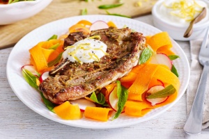 Moroccan lamb with carrot and radish salad