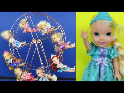 FERRIS WHEEL! ELSA & ANNA toddlers at FAIR!  Cotton Candy, Amusement Park ! Other kids join them