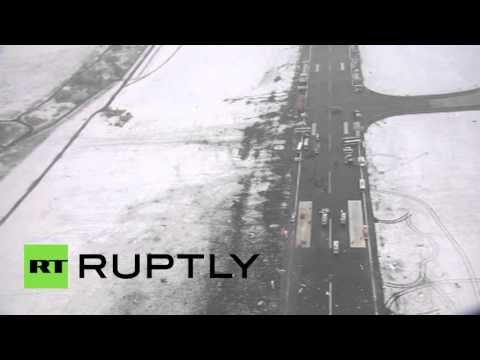 Aerial Footage: Helicopters fly over FlyDubai FZ981 crash site in Rostov-on-Don