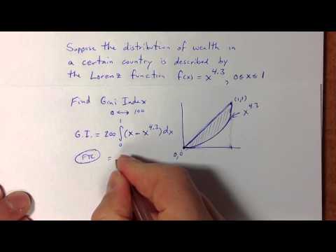 Gini Index Calculation from a Lorenz Function