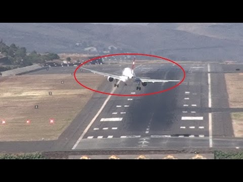 Dangerous Crosswind Storm Aborted Landings Go-Around Madeira Airport